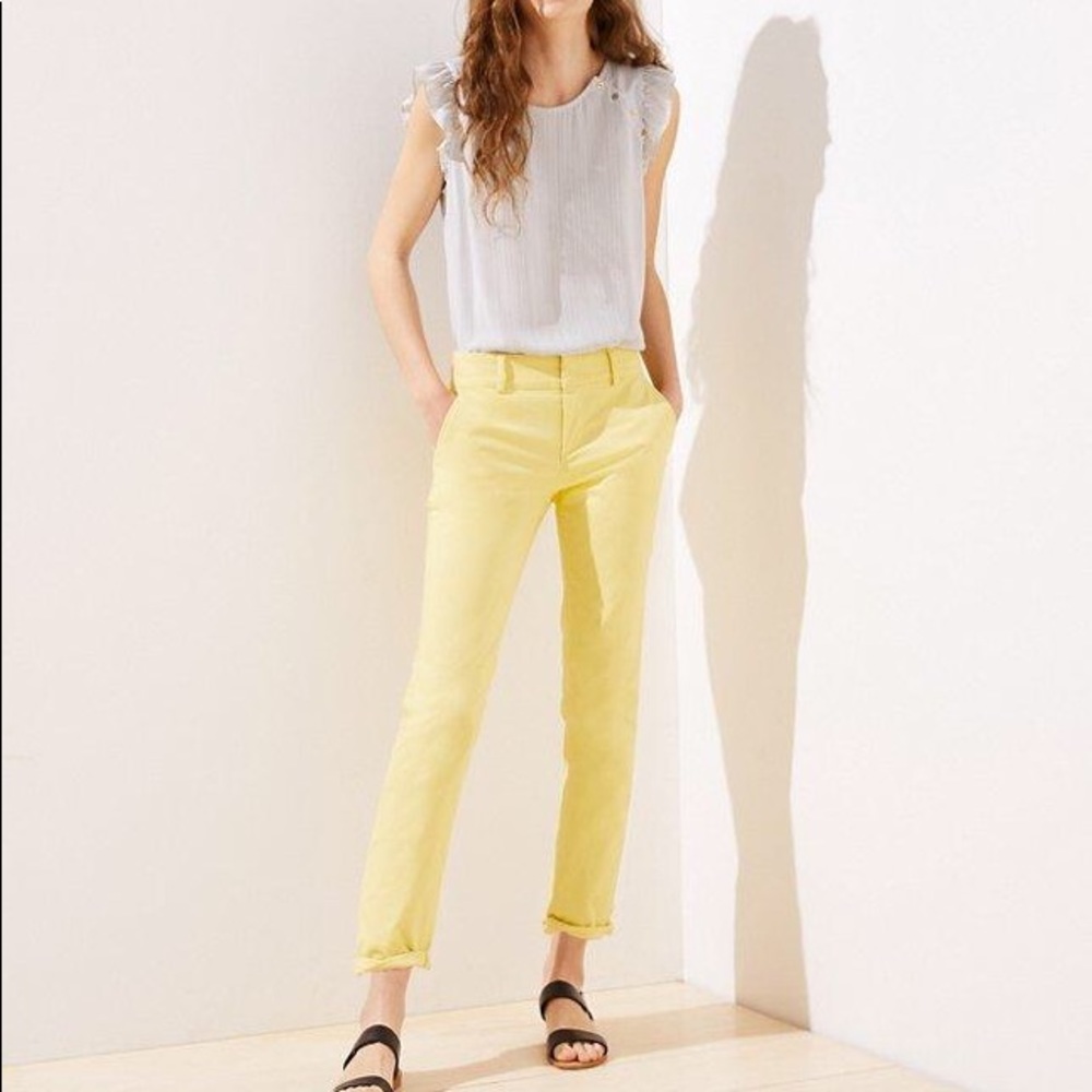 Roll cuff girlfriend chinos in soft citron